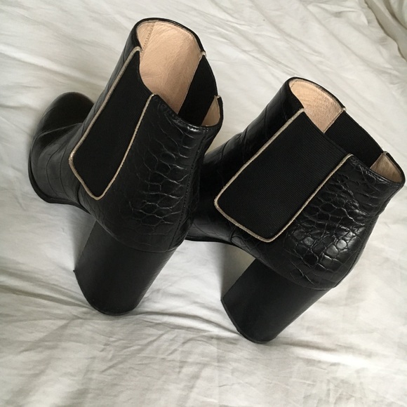 •From PARIS• MELLOW YELLOW Boot Black 8,5 cm Heel - Picture 6 of 8
